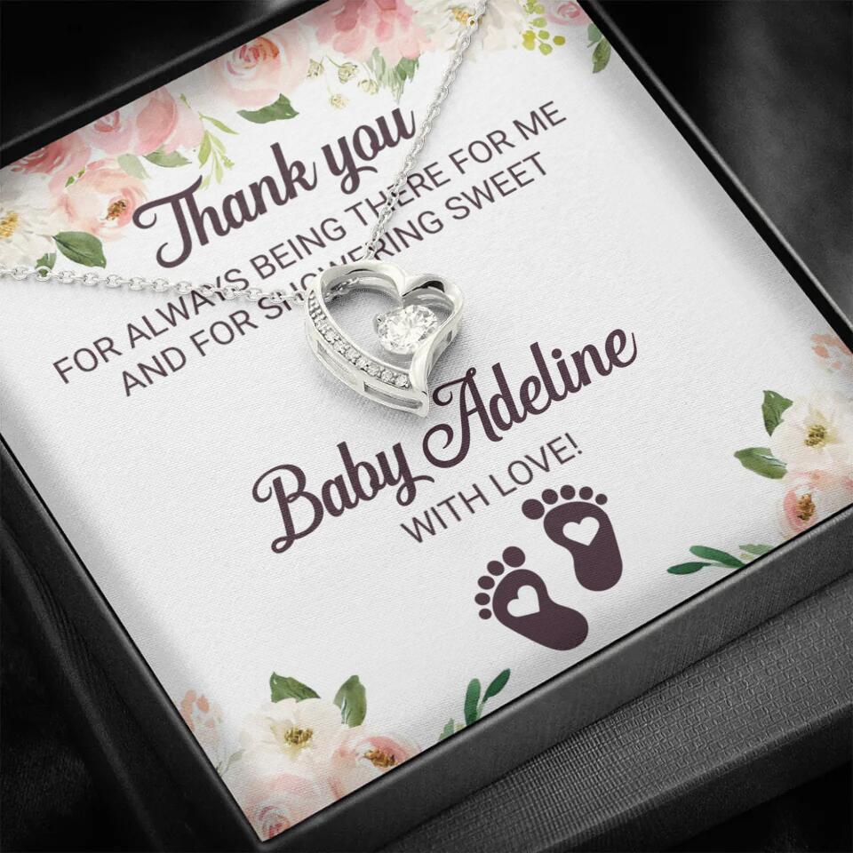 Thank You For Always Being There For Me - Personalized Love Knot Necklace - Baby Shower Hostess Thank You Gift