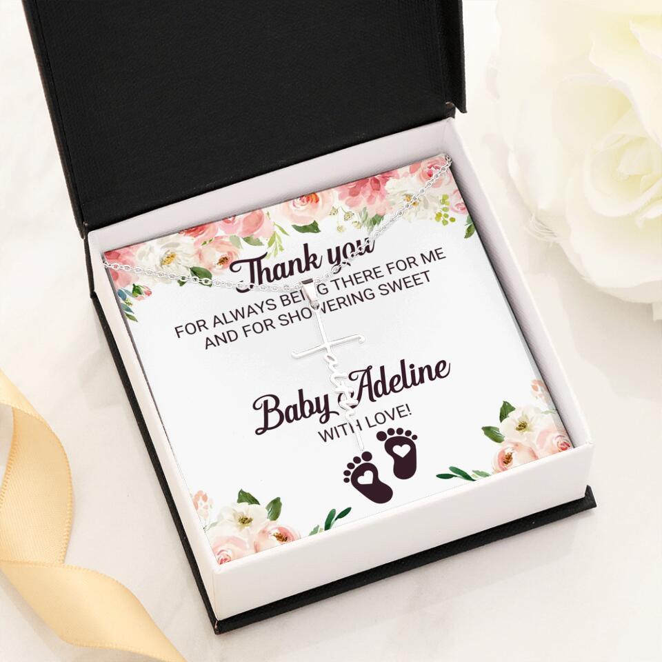 Thank You For Always Being There For Me - Personalized Love Knot Necklace - Baby Shower Hostess Thank You Gift