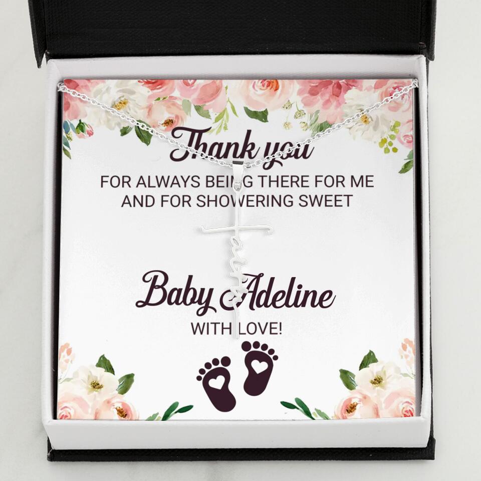 Thank You For Always Being There For Me - Personalized Love Knot Necklace - Baby Shower Hostess Thank You Gift