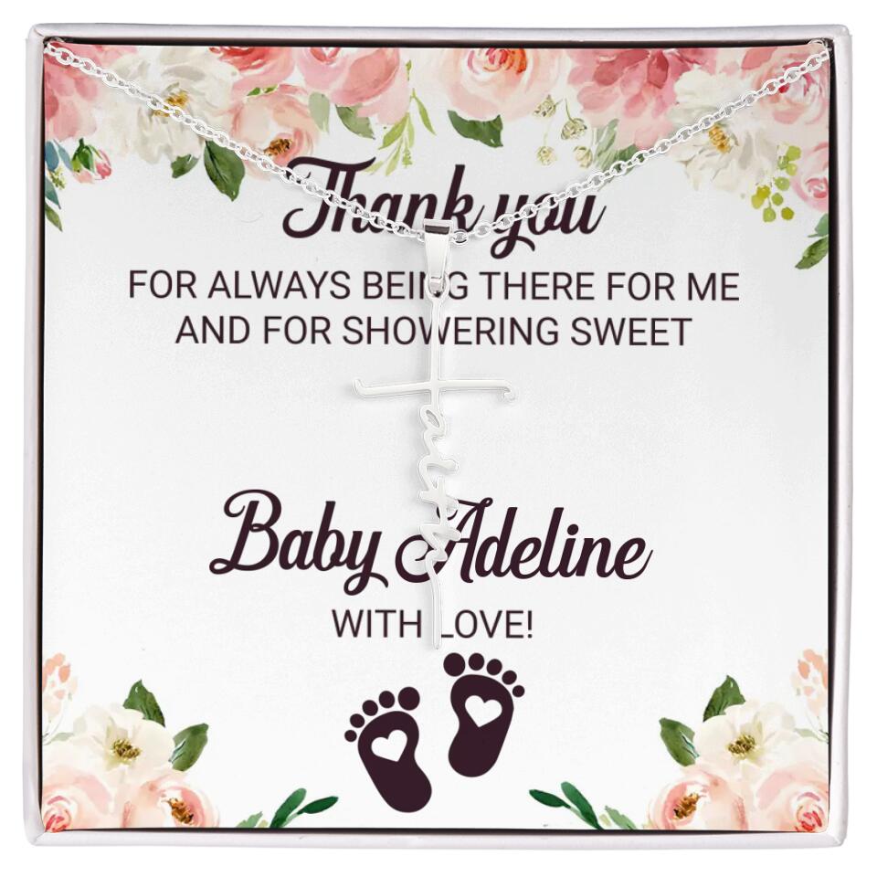 Thank You For Always Being There For Me - Personalized Love Knot Necklace - Baby Shower Hostess Thank You Gift