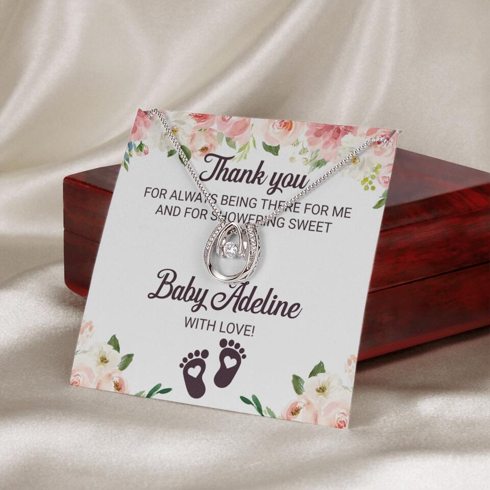 Thank You For Always Being There For Me - Personalized Love Knot Necklace - Baby Shower Hostess Thank You Gift