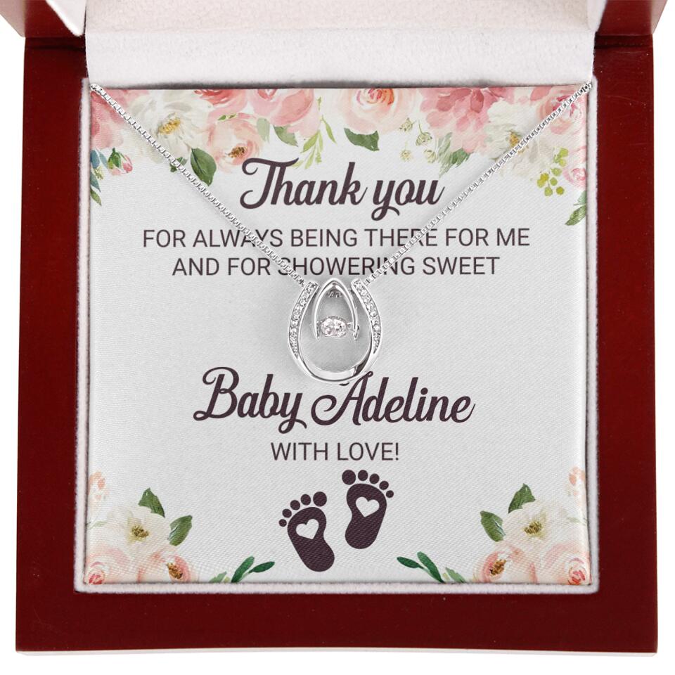 Thank You For Always Being There For Me - Personalized Love Knot Necklace - Baby Shower Hostess Thank You Gift
