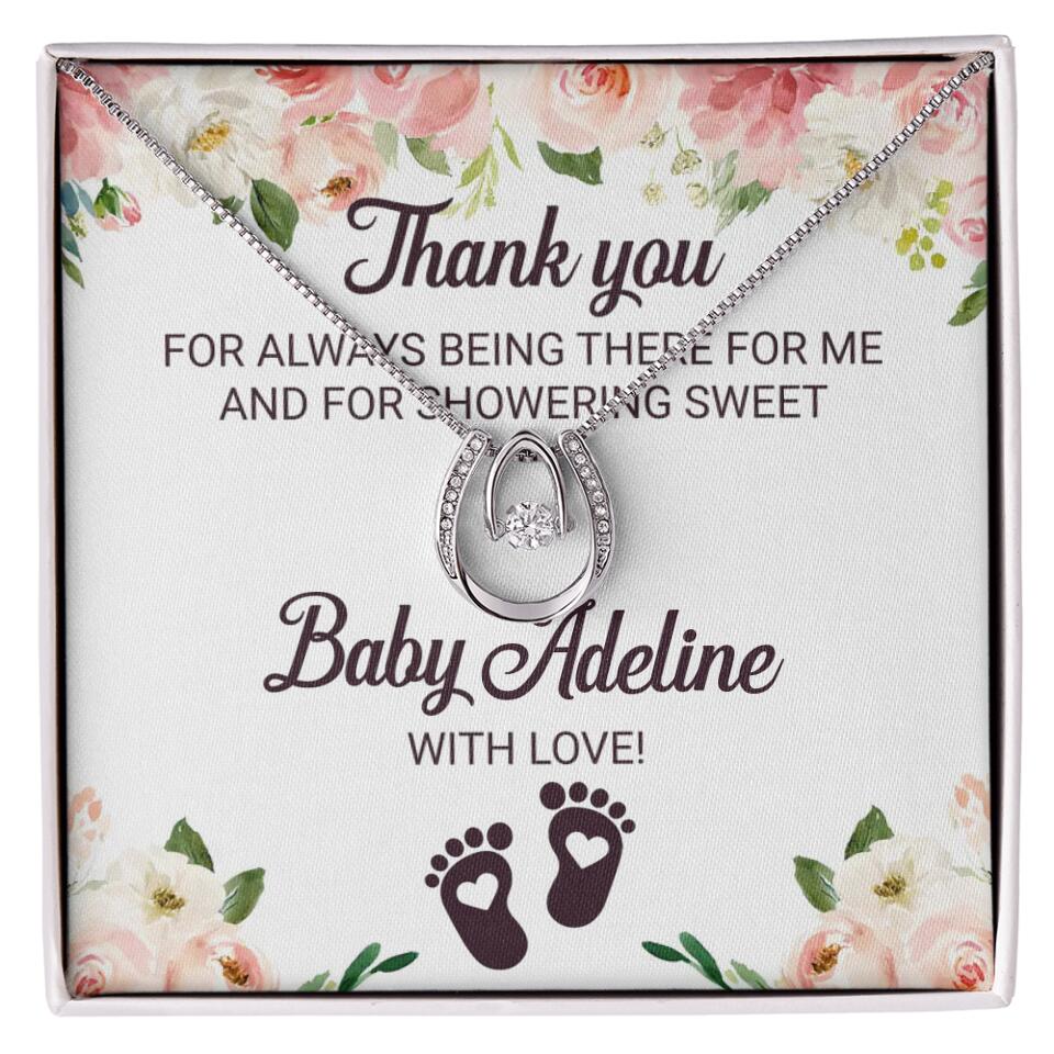 Thank You For Always Being There For Me - Personalized Love Knot Necklace - Baby Shower Hostess Thank You Gift