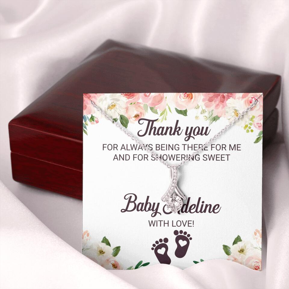 Thank You For Always Being There For Me - Personalized Love Knot Necklace - Baby Shower Hostess Thank You Gift