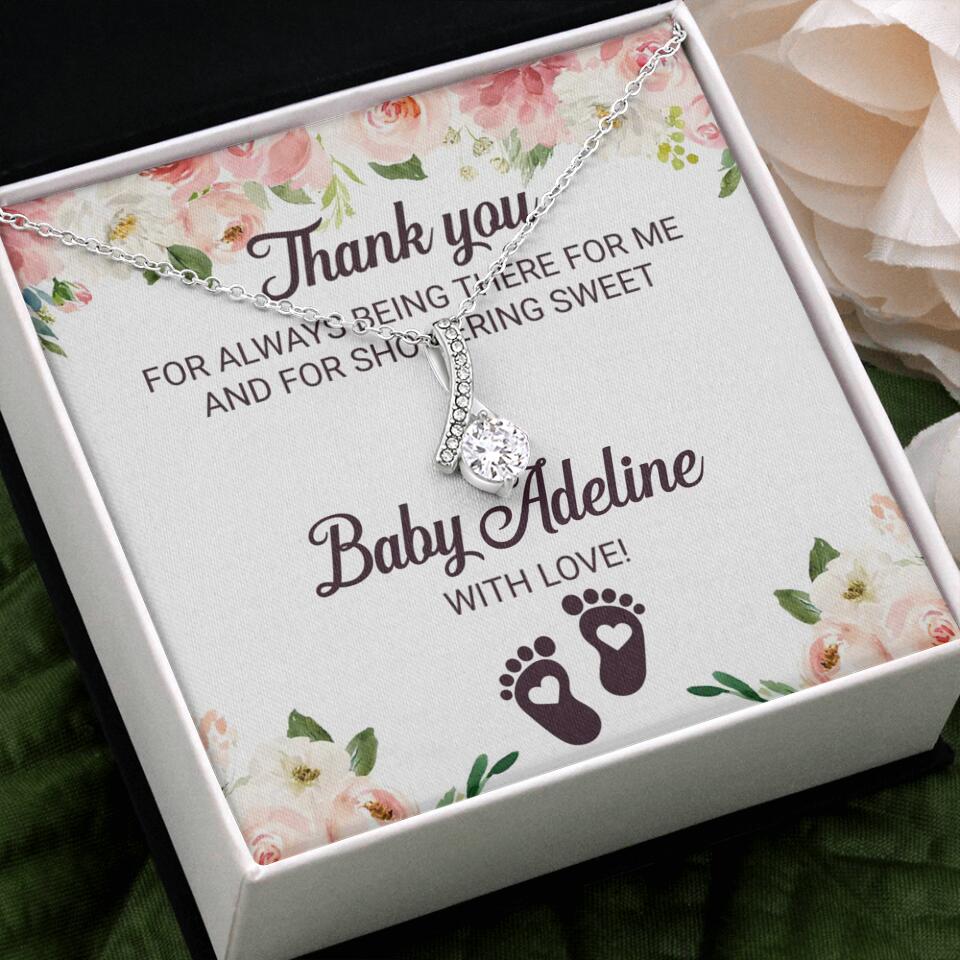 Thank You For Always Being There For Me - Personalized Love Knot Necklace - Baby Shower Hostess Thank You Gift