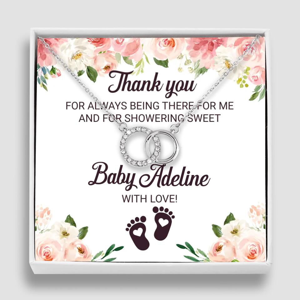 Thank You For Always Being There For Me - Personalized Love Knot Necklace - Baby Shower Hostess Thank You Gift