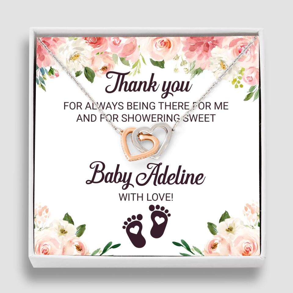 Thank You For Always Being There For Me - Personalized Love Knot Necklace - Baby Shower Hostess Thank You Gift