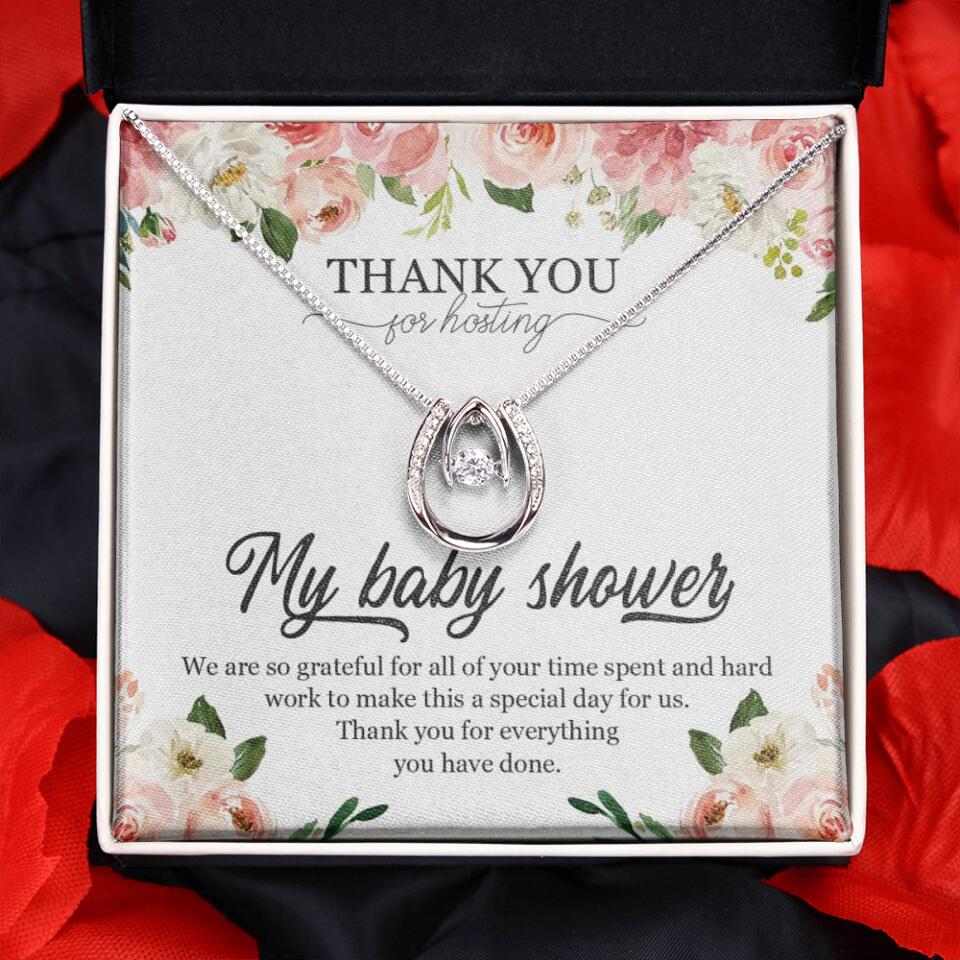 Thank You for Hosting My Baby Shower - Lovely Baby Shower Hostess Thank You Gift - Love Knot Necklace - Hostess Appreciation Necklace - 210ICNUNJE037