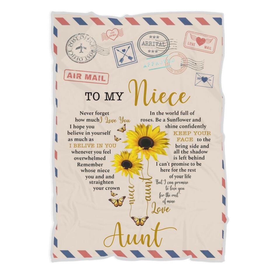 To My Niece, Never Forget How Much I Love You - Personalized Blanket - Gift for Niece from Aunt