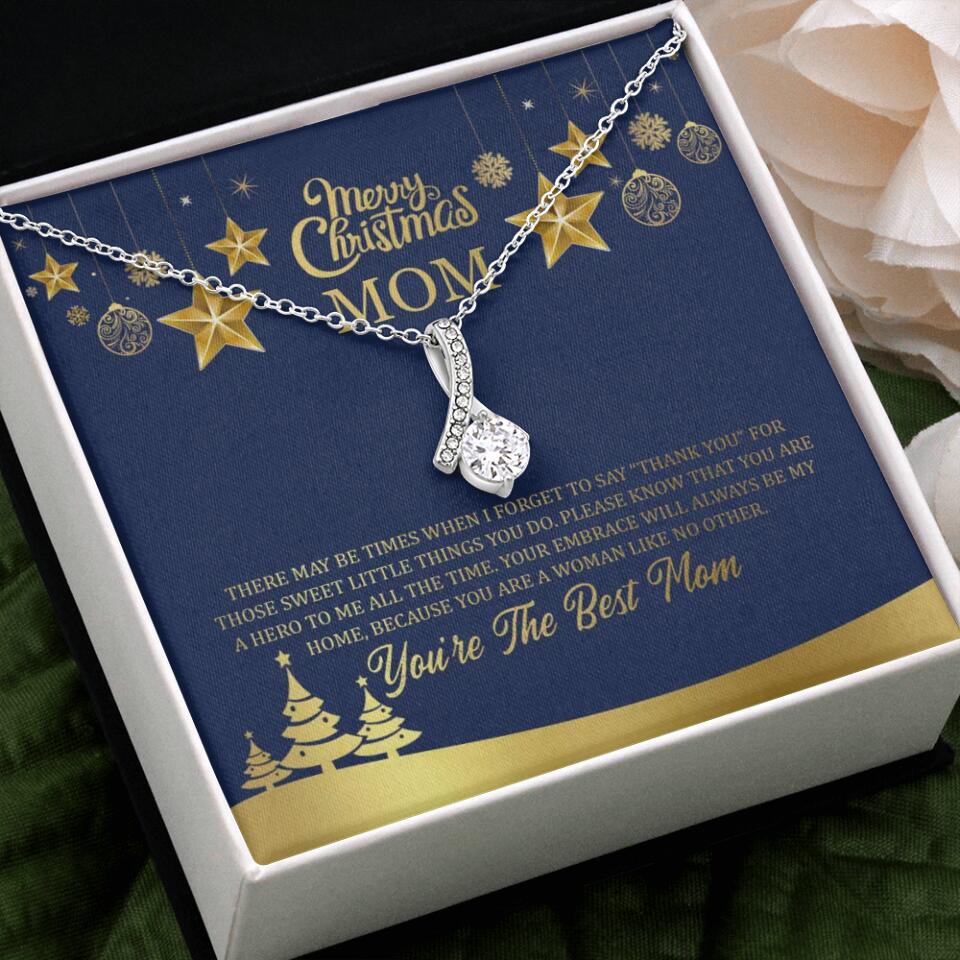 Merry Christmas Mom, You're The Best Mom Necklace - Christmas Gift for Mom