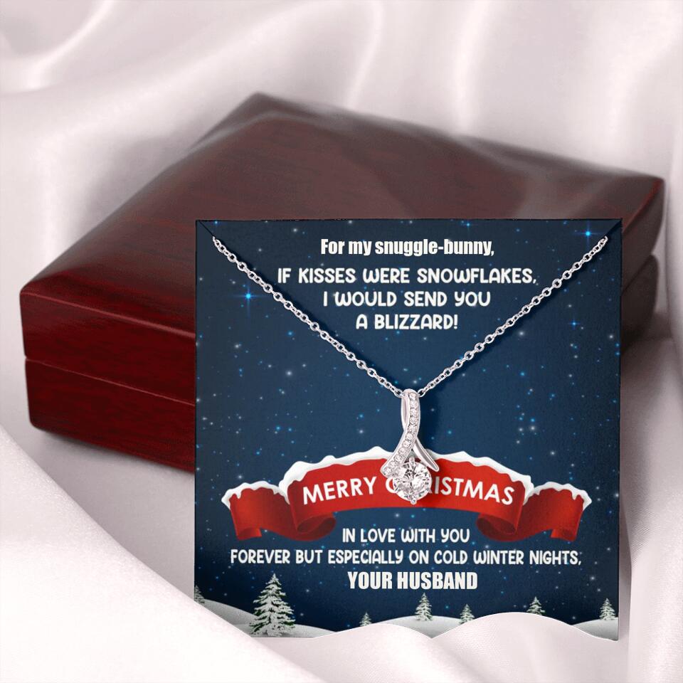 Merry Christmas For My Suggle Bunny Personalized White Gold Necklace