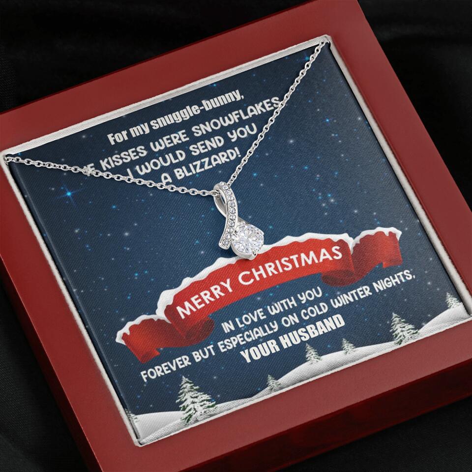 Merry Christmas For My Suggle Bunny Personalized White Gold Necklace