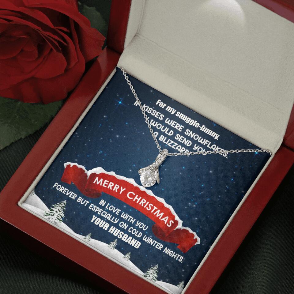 Merry Christmas For My Suggle Bunny Personalized White Gold Necklace