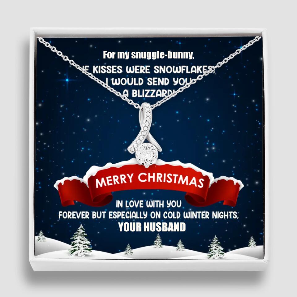 Merry Christmas For My Suggle Bunny Personalized White Gold Necklace