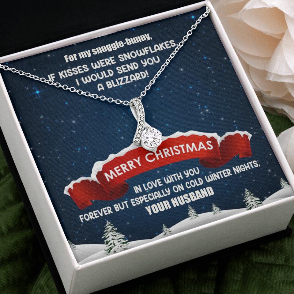 Merry Christmas For My Suggle Bunny Personalized White Gold Necklace