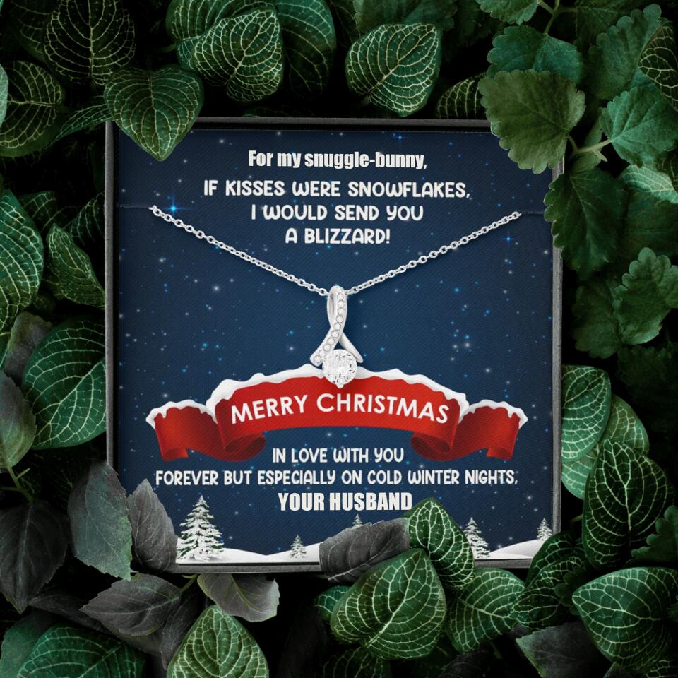 Merry Christmas For My Suggle Bunny Personalized White Gold Necklace