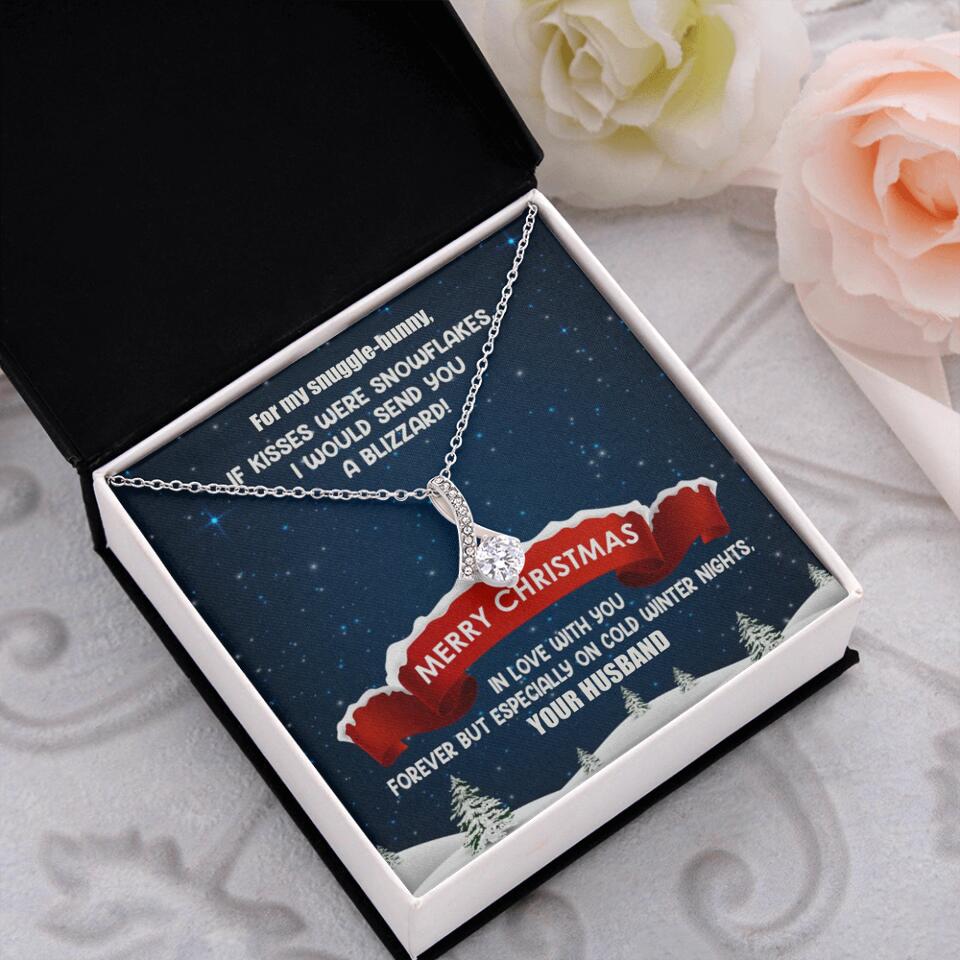 Merry Christmas For My Suggle Bunny Personalized White Gold Necklace