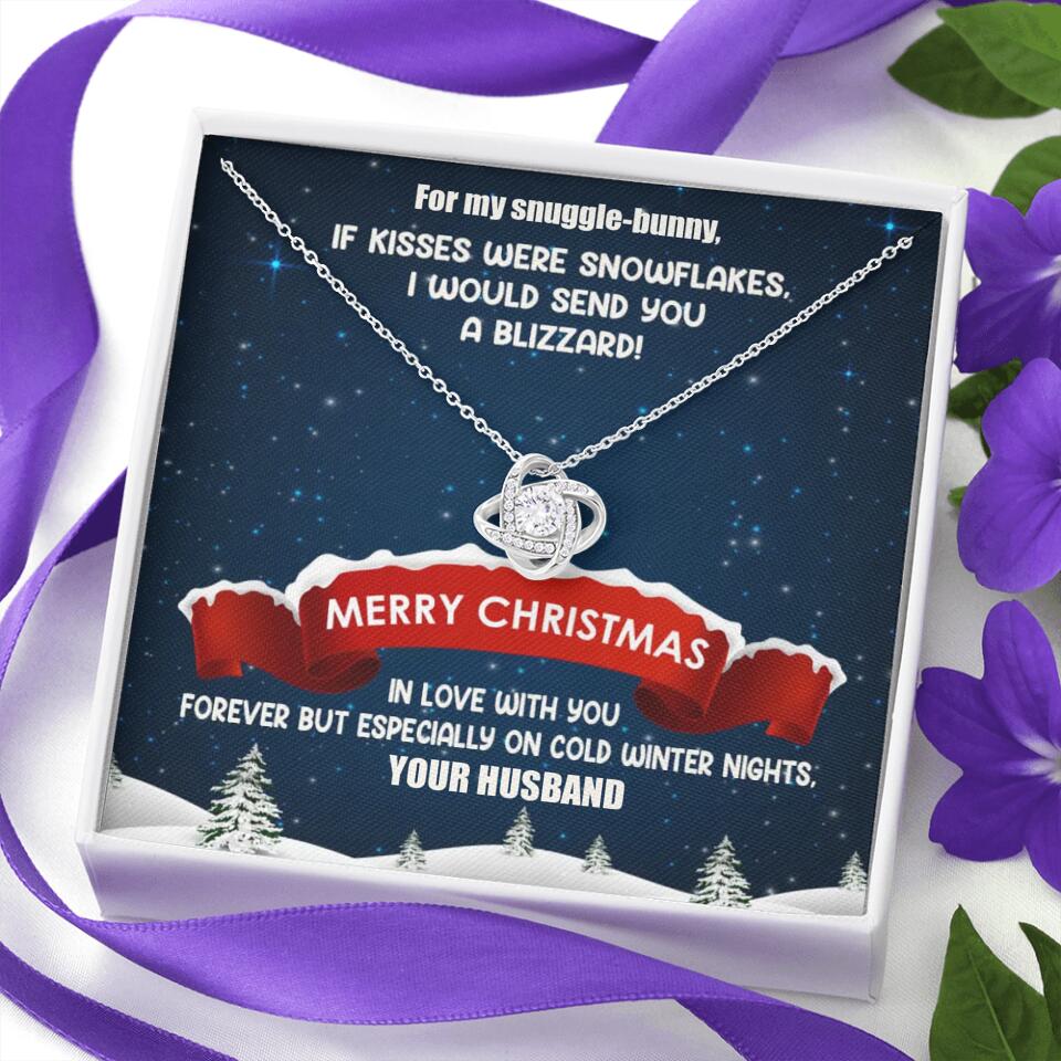 Merry Christmas For My Suggle Bunny Personalized White Gold Necklace