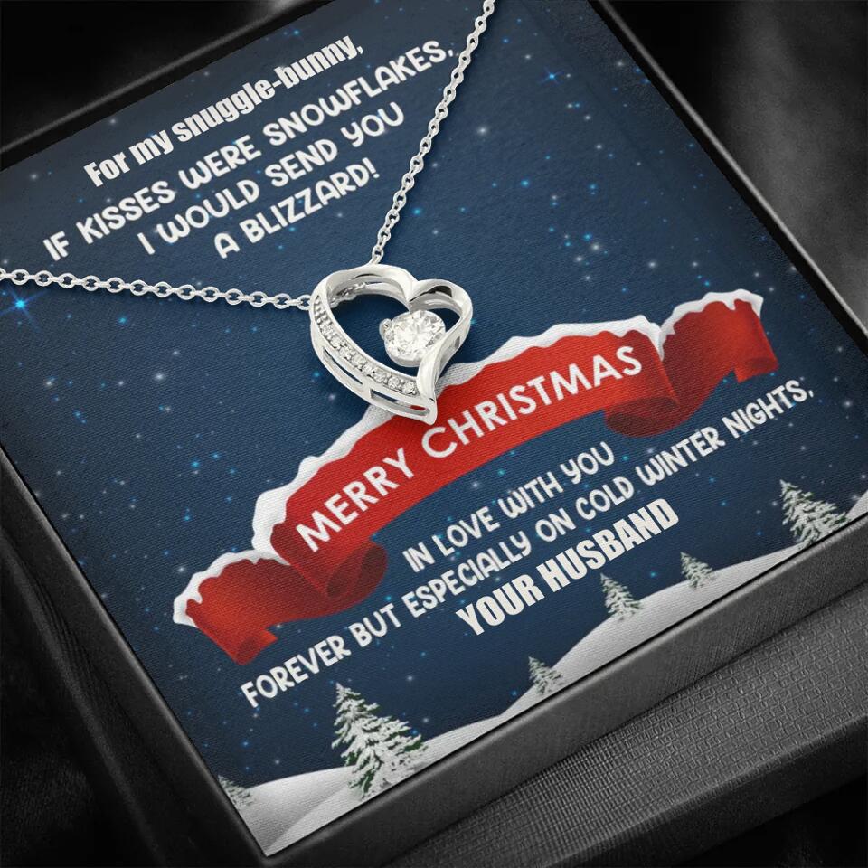 Merry Christmas For My Suggle Bunny Personalized White Gold Necklace