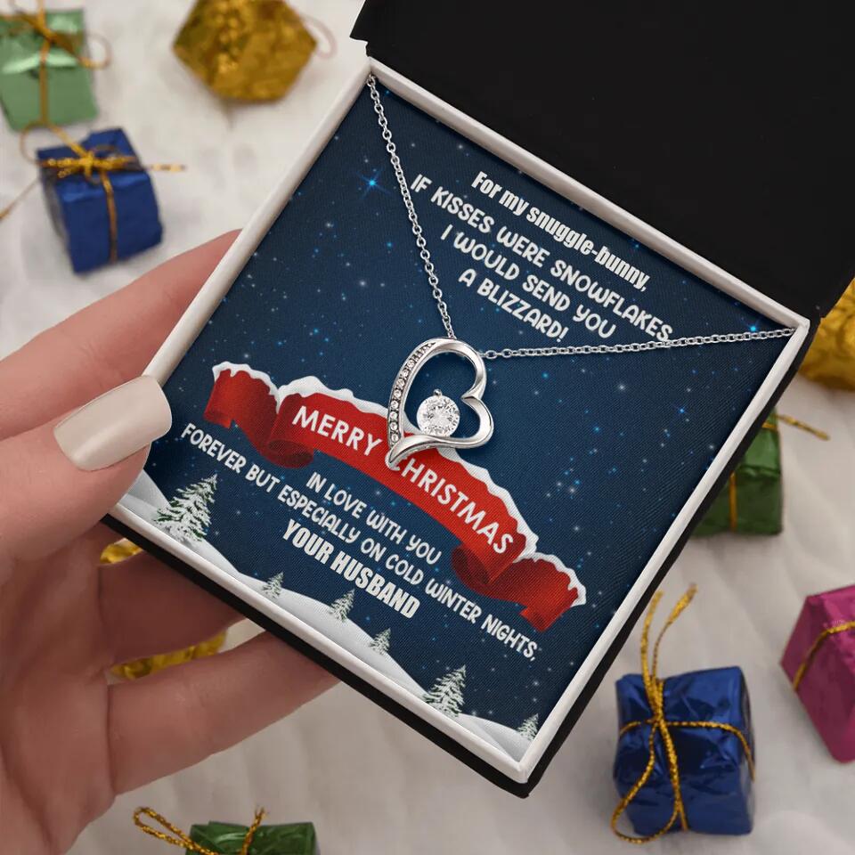 Merry Christmas For My Suggle Bunny Personalized White Gold Necklace