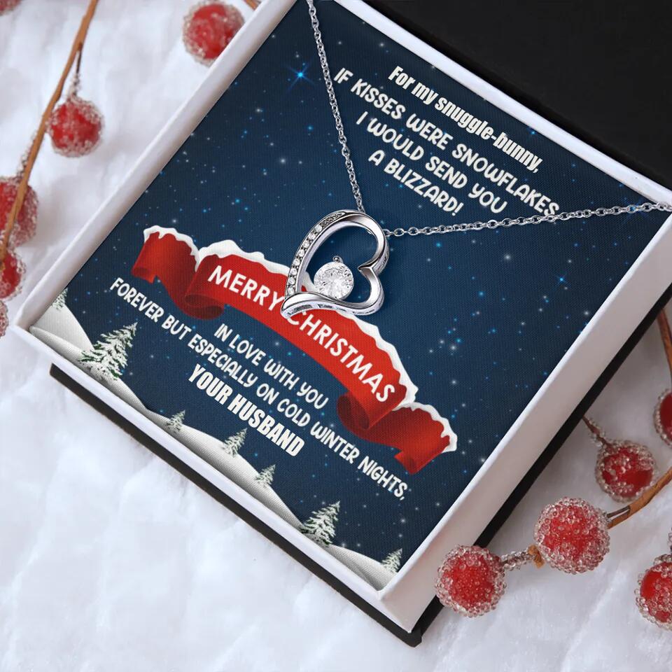 Merry Christmas For My Suggle Bunny Personalized White Gold Necklace