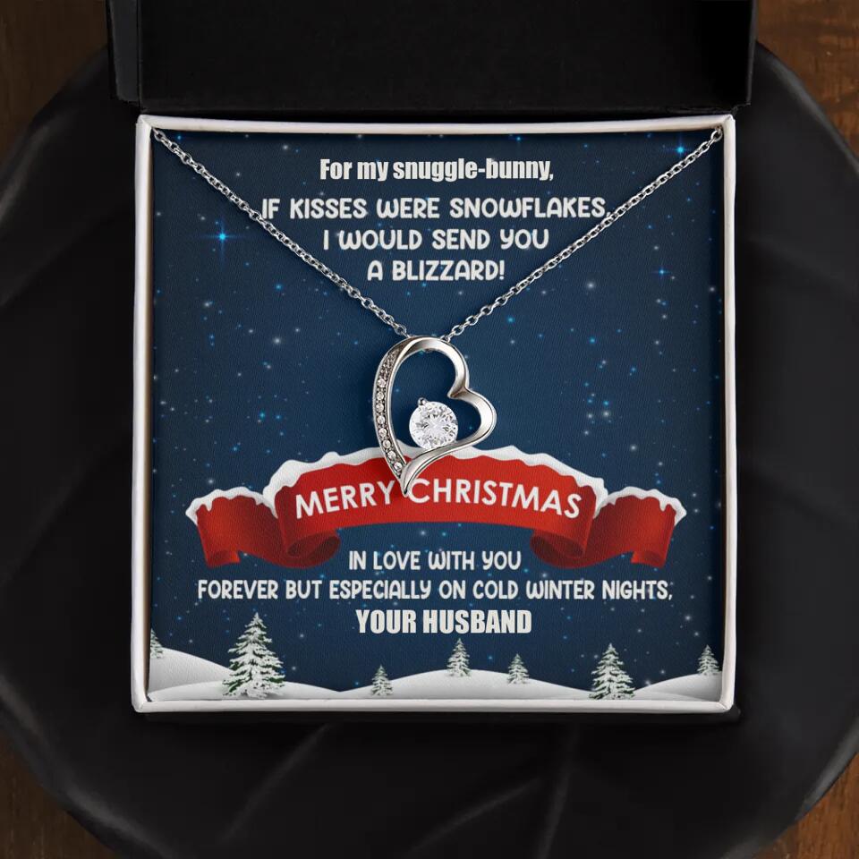 Merry Christmas For My Suggle Bunny Personalized White Gold Necklace