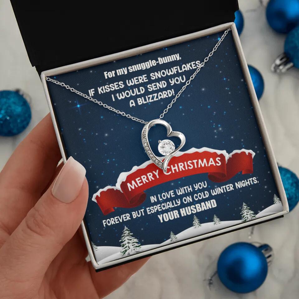 Merry Christmas For My Suggle Bunny Personalized White Gold Necklace