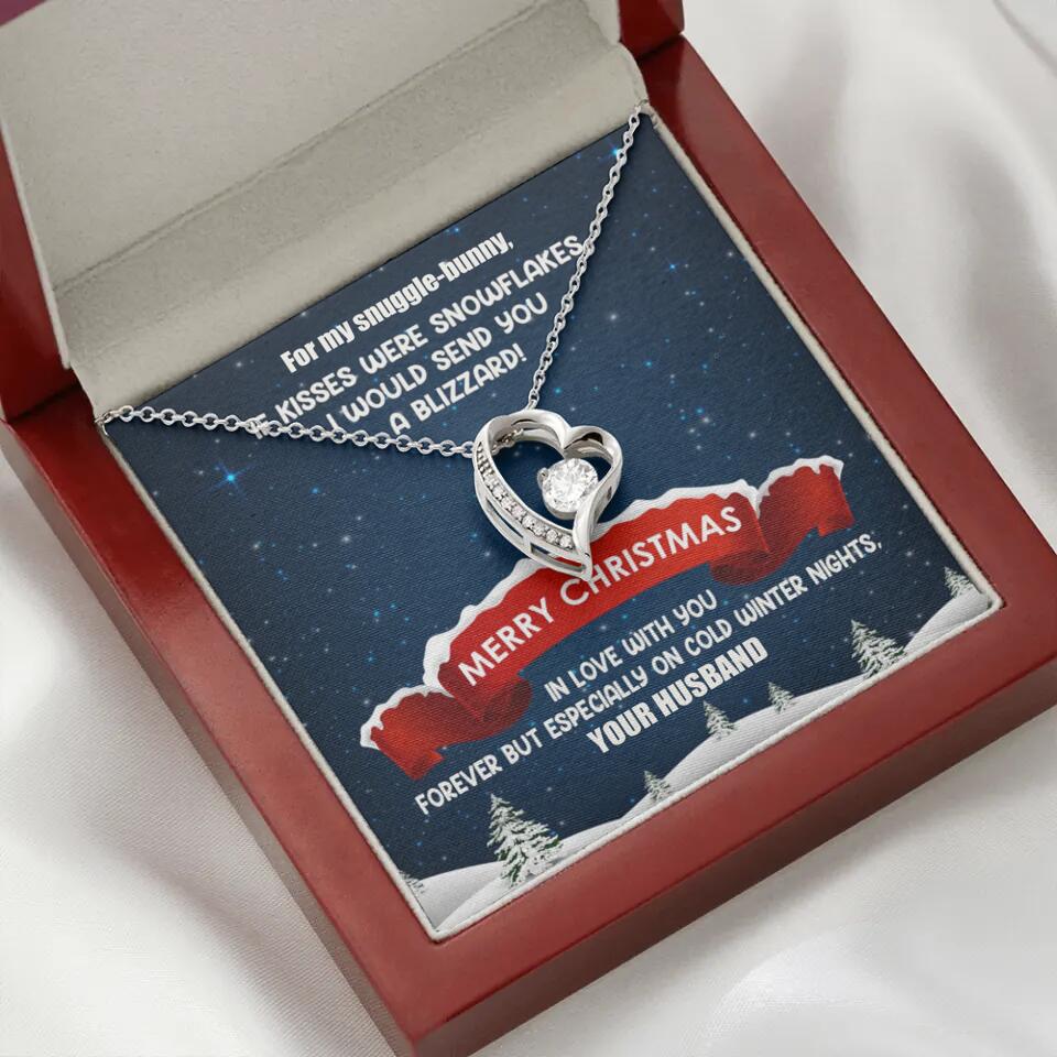 Merry Christmas For My Suggle Bunny Personalized White Gold Necklace