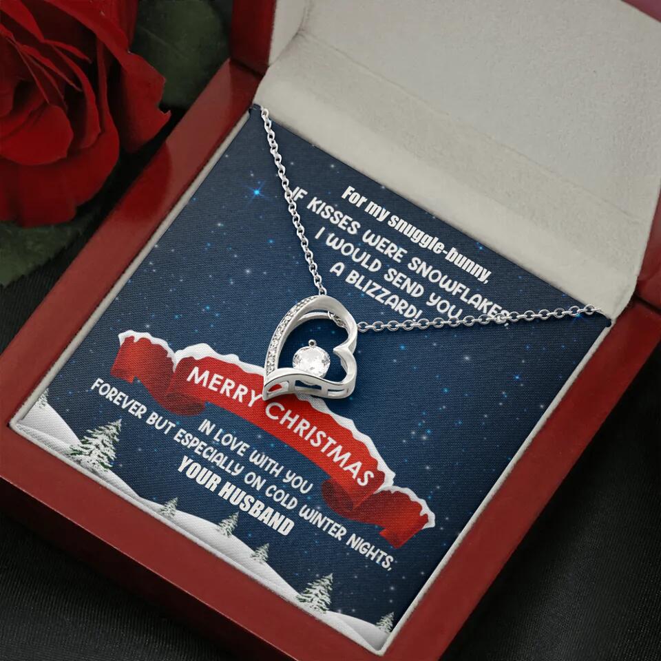 Merry Christmas For My Suggle Bunny Personalized White Gold Necklace