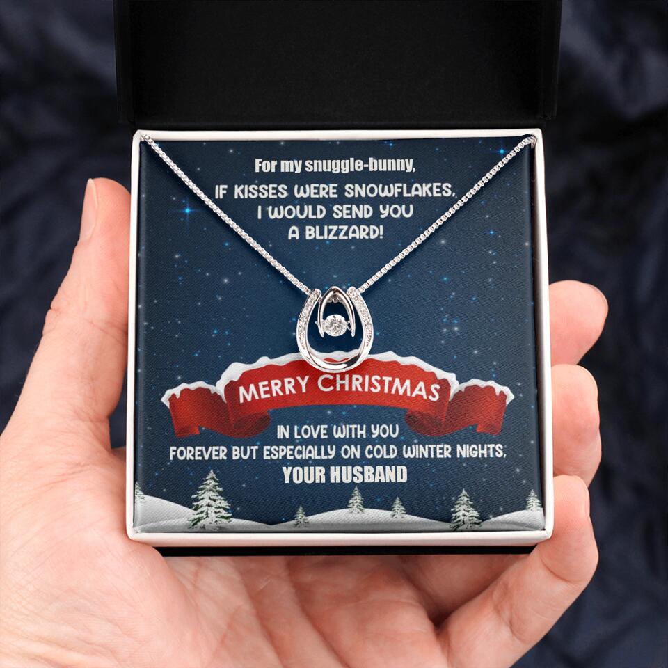 Merry Christmas For My Suggle Bunny Personalized White Gold Necklace