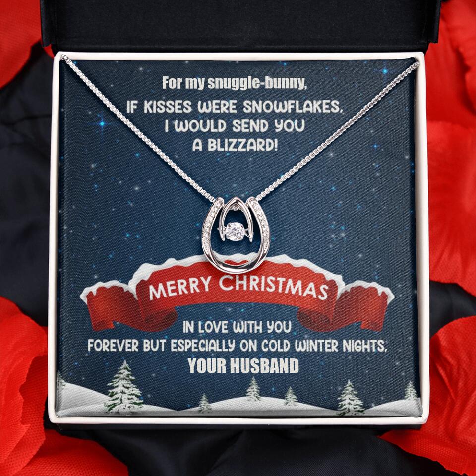 Merry Christmas For My Suggle Bunny Personalized White Gold Necklace