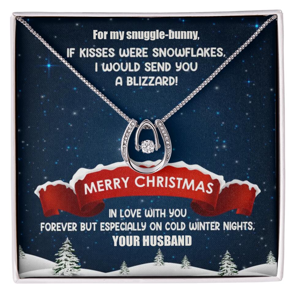 Merry Christmas For My Suggle Bunny Personalized White Gold Necklace