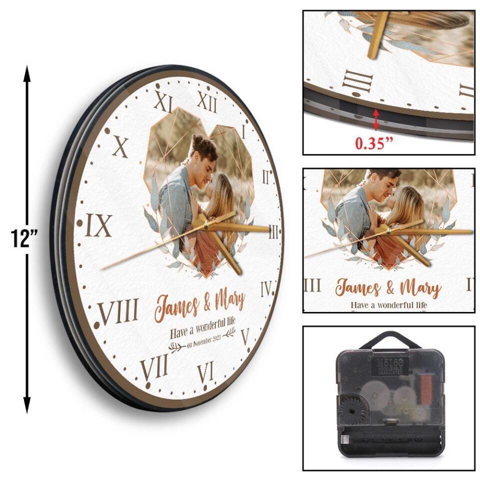 Personalized Anniversary Wall Clock - Best Gift for Her/ Wife - Meaningful Home Decor for Husband and Wife - 210IHNLNWC726