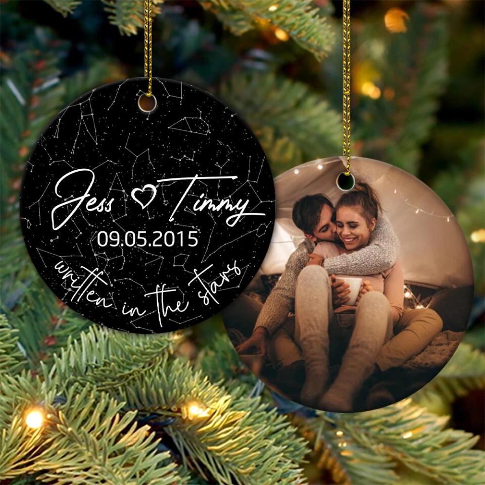 Personalized Valentine Gifts - Written In The Stars - Custom Star Map - Personalized Ornament - Christmas Gift for Her or Him