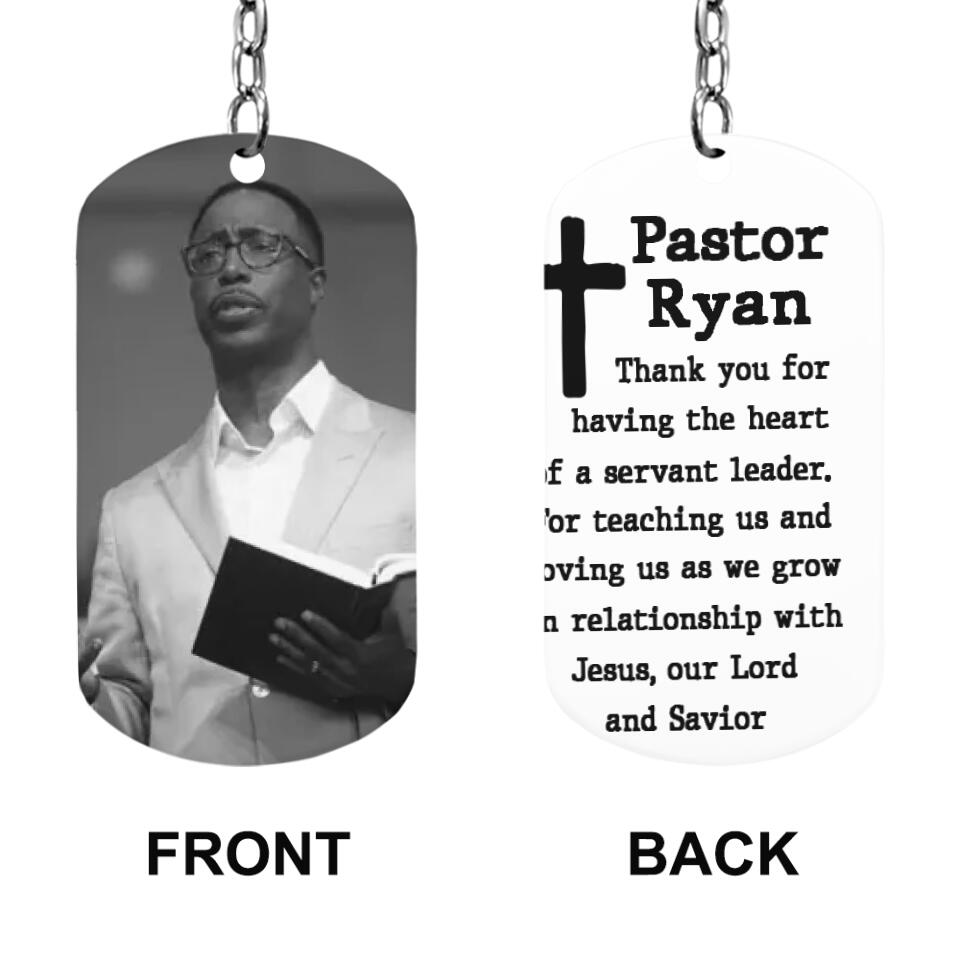 Personalized Photo Stainless Steel Keychain - Thank You Gift for Pastors