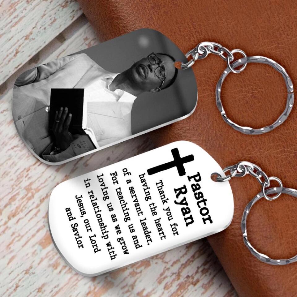 Personalized Photo Stainless Steel Keychain - Thank You Gift for Pastors