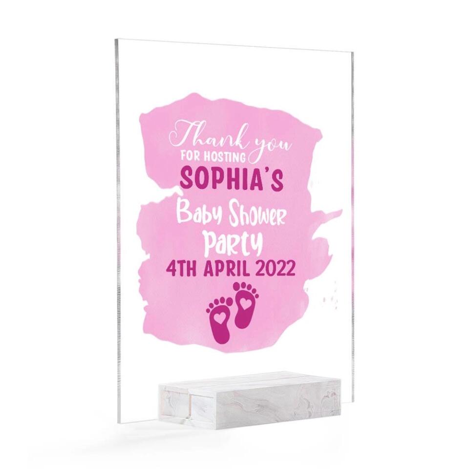 Thank You for Hosting Baby Shower Party - Personalized Name & Date - Custom Acrylic Plaque - Gift for Baby Shower Hostess - 210ICNUNAP023