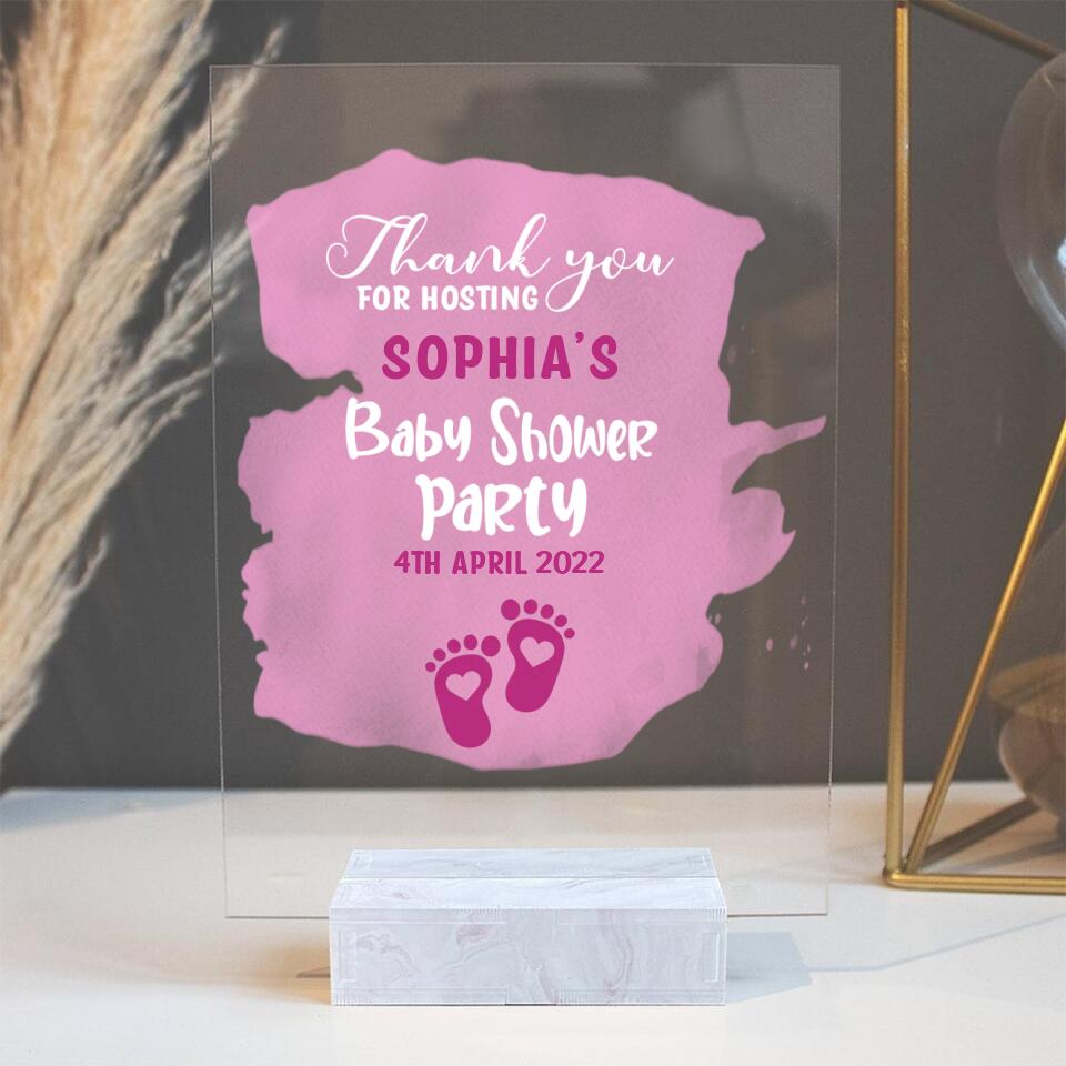 Thank You for Hosting Baby Shower Party - Personalized Name &amp; Date - Custom Acrylic Plaque - Gift for Baby Shower Hostess - 210ICNUNAP023