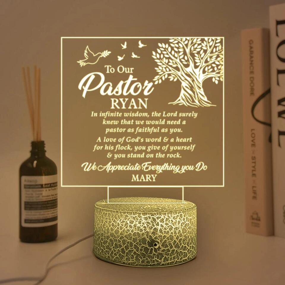 To Our Pastor - Appreciate Everything You Do - Custom Led Lights - Table Lamp - Thank You Gift for Pastor