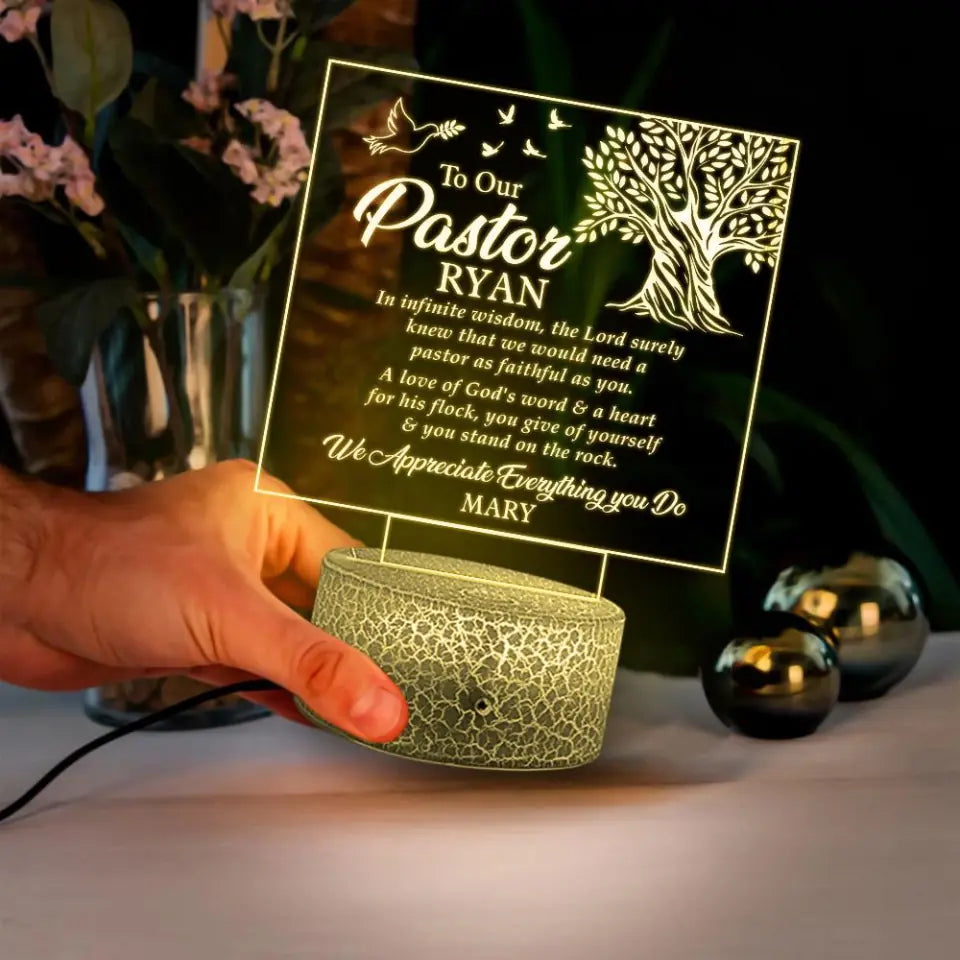 To Our Pastor - Appreciate Everything You Do - Custom Led Lights - Table Lamp - Thank You Gift for Pastor