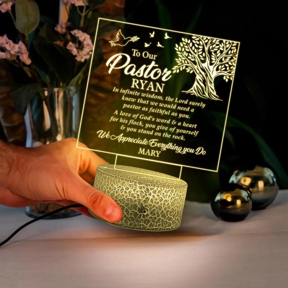 To Our Pastor - Appreciate Everything You Do - Custom Led Lights - Table Lamp - Thank You Gift for Pastor