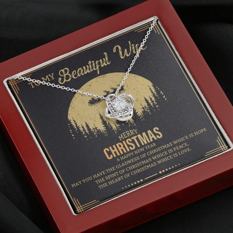 To My Beautiful Wife Merry Christmas - Personalized Christmas Gift for Her/Wife - Best Meaningful Gift for your Lovers - White Gold Necklace For Christmas - 210IHPNPJE432