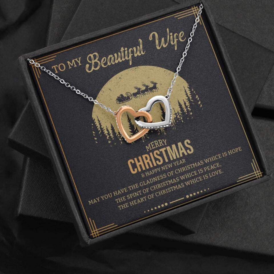 To My Beautiful Wife Merry Christmas - Personalized Christmas Gift for Her/Wife - Best Meaningful Gift for your Lovers - White Gold Necklace For Christmas - 210IHPNPJE432