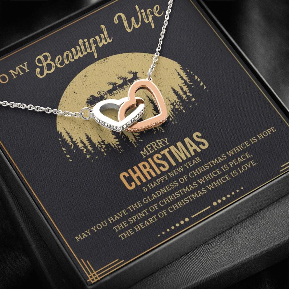 To My Beautiful Wife Merry Christmas - Personalized Christmas Gift for Her/Wife - Best Meaningful Gift for your Lovers - White Gold Necklace For Christmas - 210IHPNPJE432