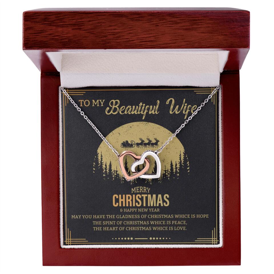 To My Beautiful Wife Merry Christmas - Personalized Christmas Gift for Her/Wife - Best Meaningful Gift for your Lovers - White Gold Necklace For Christmas - 210IHPNPJE432