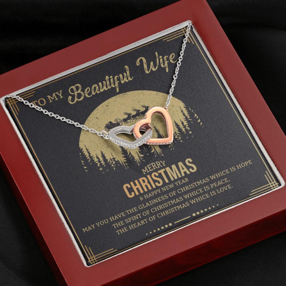 To My Beautiful Wife Merry Christmas - Personalized Christmas Gift for Her/Wife - Best Meaningful Gift for your Lovers - White Gold Necklace For Christmas - 210IHPNPJE432