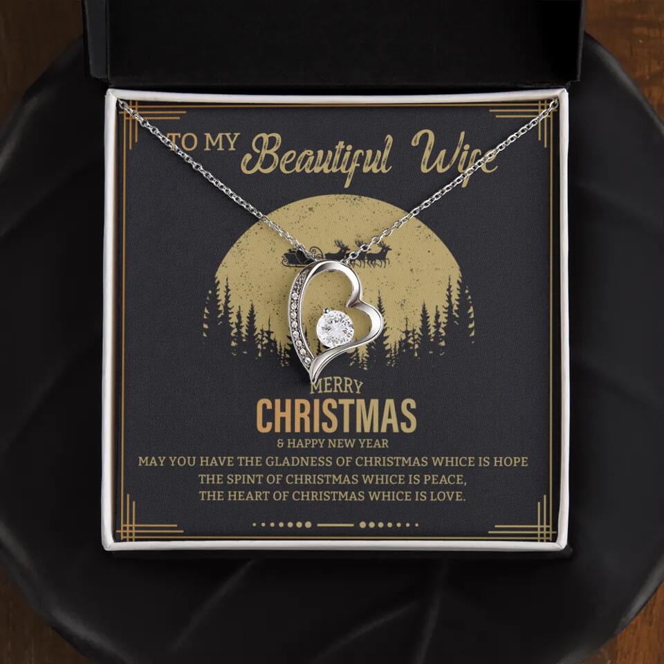 To My Beautiful Wife Merry Christmas - Personalized Christmas Gift for Her/Wife - Best Meaningful Gift for your Lovers - White Gold Necklace For Christmas - 210IHPNPJE432