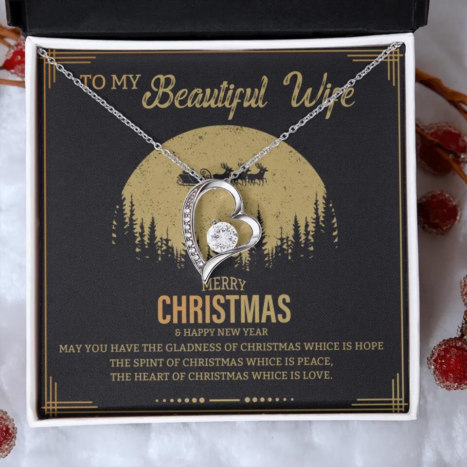 To My Beautiful Wife Merry Christmas - Personalized Christmas Gift for Her/Wife - Best Meaningful Gift for your Lovers - White Gold Necklace For Christmas - 210IHPNPJE432