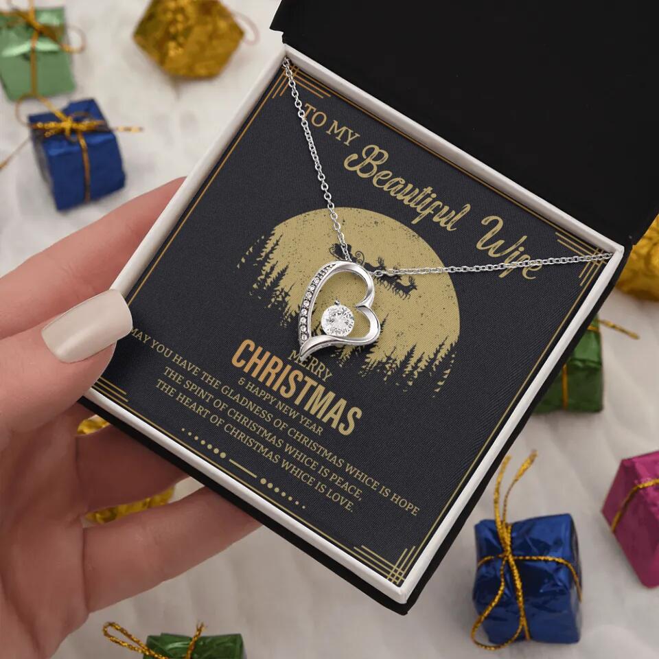 To My Beautiful Wife Merry Christmas - Personalized Christmas Gift for Her/Wife - Best Meaningful Gift for your Lovers - White Gold Necklace For Christmas - 210IHPNPJE432