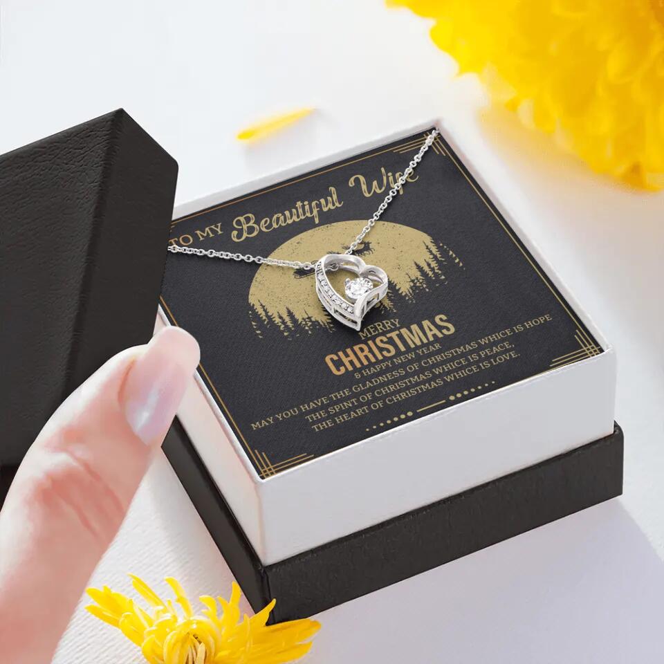 To My Beautiful Wife Merry Christmas - Personalized Christmas Gift for Her/Wife - Best Meaningful Gift for your Lovers - White Gold Necklace For Christmas - 210IHPNPJE432